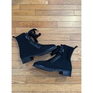 Kate Spade New York Merigue Boots Women’s 9.5 Black Knit Sock Ankle Boots Lug
